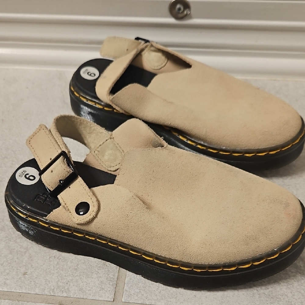 Dr. Martens Carlson Suede Mule Shoe...Cream View 2